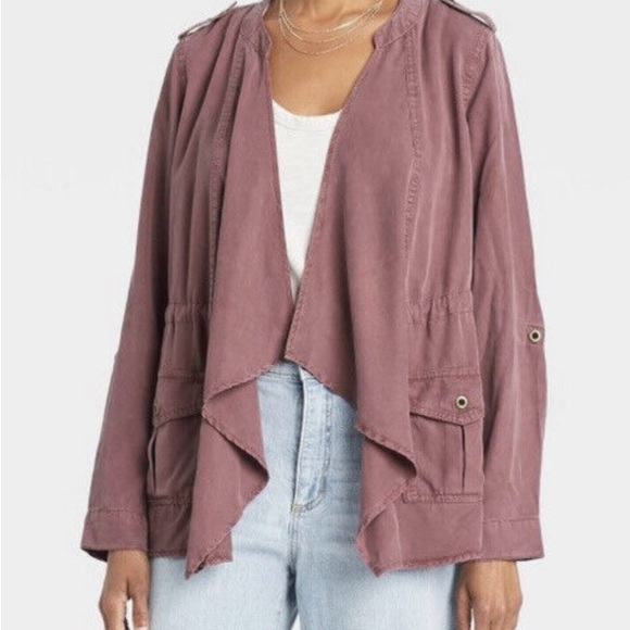 NWT-Women's Drapey Cargo Jacket - Knox Rose Burgundy size M - Picture 3 of 5